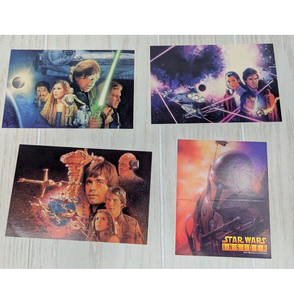 Star Wars Insider Postcards Boba‎ Fett Sticker Set vintage 1996 Drew Struzan Art